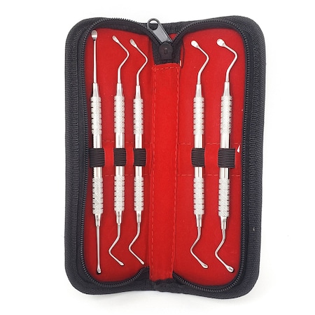 A2Z Scilab 5 Pcs Lucas Bone Curettes Hollow Handle in a Carrying Case A2Z-ZR917